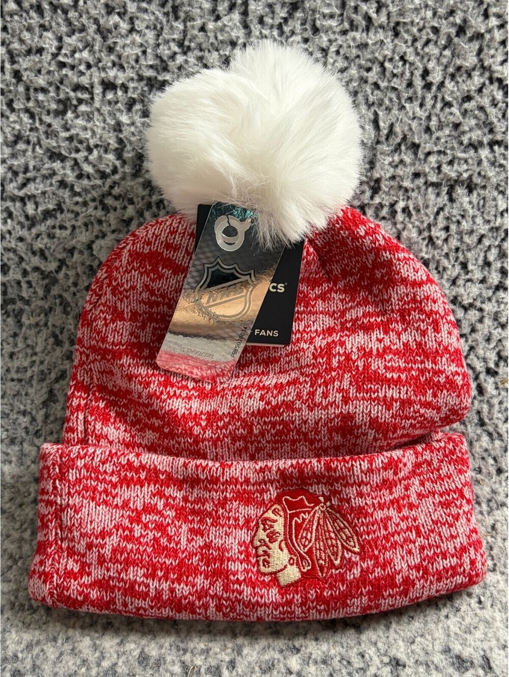 Chicago Blackhawks Beanie with Cap NWT Red White NHL Hockey